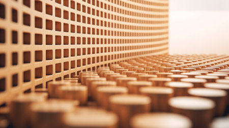 Wooden blocks stacked in rows. Abstract background. 3d renderingの素材