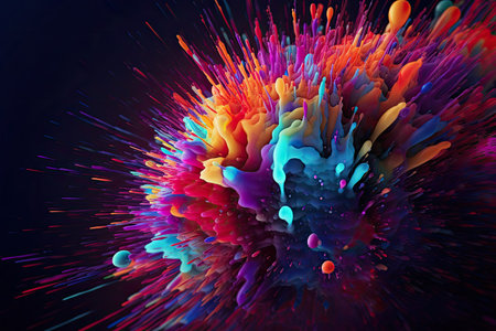 Abstract background with colorful splashes. 3d rendering, 3d illustration.の素材