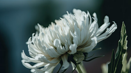 Beautiful white chrysanthemum flower on a dark backgroundの素材