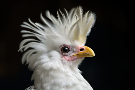 Portrait of a White Cockatoo, isolated on black backgroundの素材