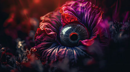 Macro shot of an eye in a poppy flower. Conceptual image.の素材
