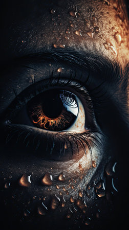 Close up of female eye with water drops. Conceptual image.の素材