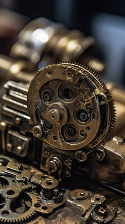 Detail of a mechanical clockwork mechanism. Selective focus.の素材
