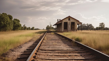 Abandoned train station in the middle of the savannah.の素材