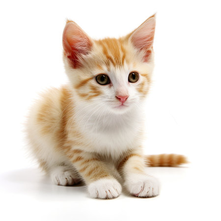 Cute little kitten isolated on white background. Studio shot. Animal theme.の素材