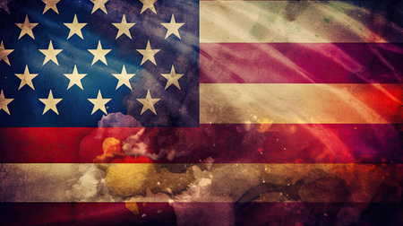 Grunge USA flag. American flag with grunge texture.の素材
