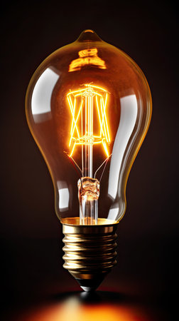Incandescent light bulb on a dark background. 3d renderingの素材