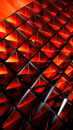 3d rendering of abstract background with geometric shapes in red and black colorsの素材