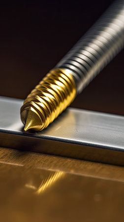 close up of a golden pen on a stainless steel plate, shallow depth of fieldの素材