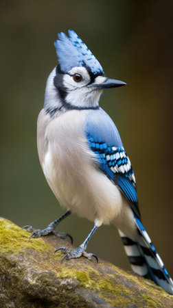 Blue Jay (Garrulus glandarius) perched on a rockの素材
