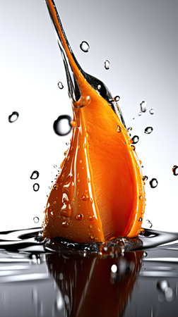 Water splash with orange rose on a white background. 3d renderingの素材