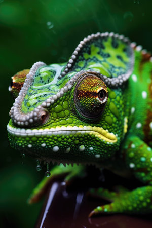 Closeup of a veiled chameleon (Furcifer pardalis)の素材