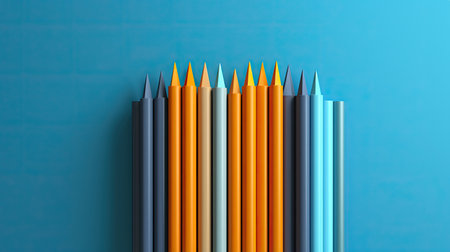 Colorful pencils on a blue background. 3d rendering.の素材