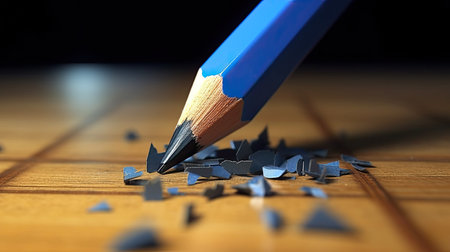 Close-up image of a pencil sharpening a piece of woodの素材