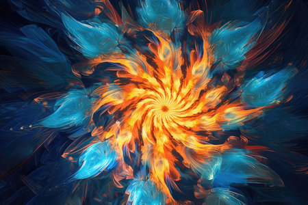 Abstract fractal. Fractal art background for creative design. Decoration for wallpaper, desktop, poster, cover booklet. Print for clothes, t-shirt. Creative illustration for designの素材