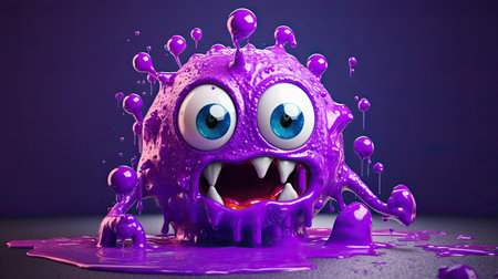 Funny purple monster with big eyes. Halloween concept. 3D Renderingの素材