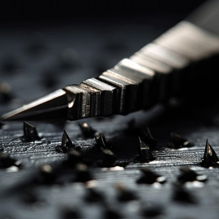 Close-up of a drill bit. Shallow depth of field.の素材