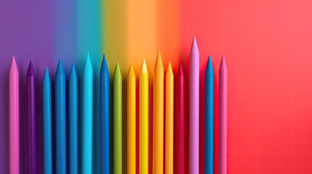 Colored pencils on a red background. Creativity concept.の素材