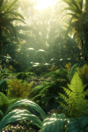 Beautiful ferns in the botanical garden, stock photoの素材