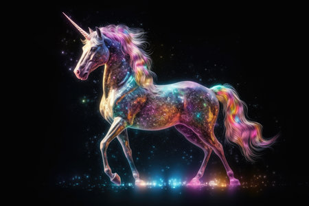 Unicorn on the background of the starry sky. Fantasy unicorn.の素材