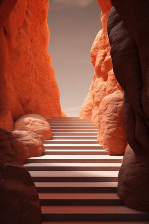 Staircase in the desert. 3d render. Computer digital image.の素材