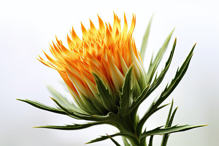 beautiful orange flower on a white background, closeup of photoの素材