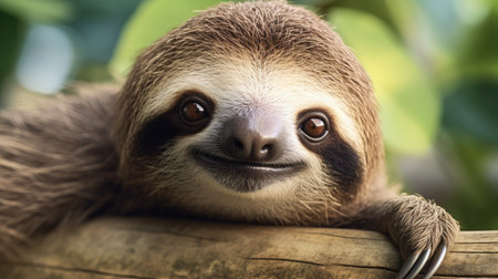 Close up of three-toed sloth (Sloth )の素材