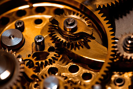 clockwork, closeup of gears and cogwheels of an old mechanismの素材