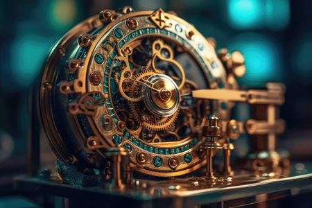 Detail of an old mechanism of a watch. Vintage style.の素材