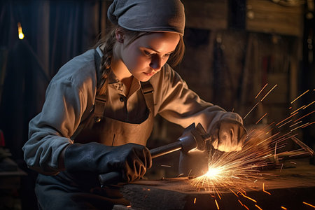 a woman using a grinderの素材