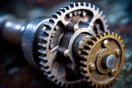 a close up of gearsの素材