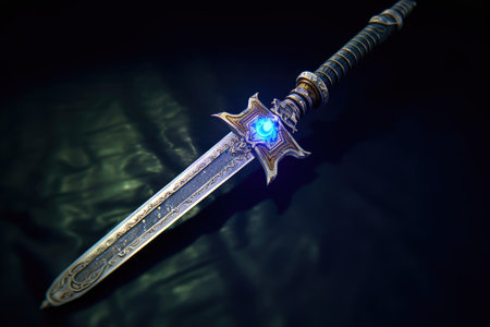 a sword with a glowing lightの素材