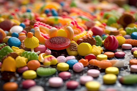 a pile of candy on a surfaceの素材