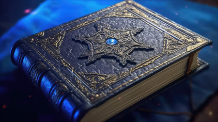 a book with a gold and black coverの素材