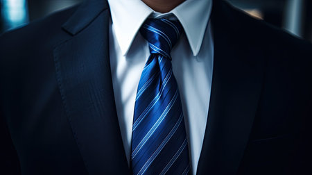 a close up of a man wearing a suit and tieの素材