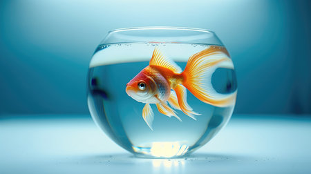 a goldfish in a bowl of waterの素材