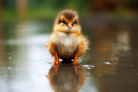a baby bird standing in waterの素材