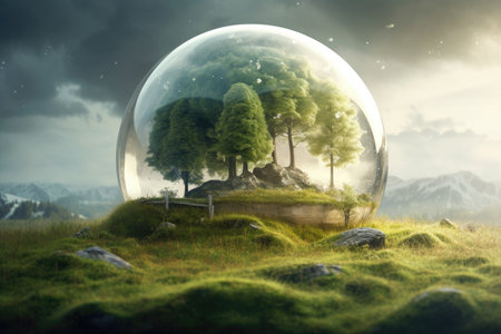 a glass sphere with trees insideの素材