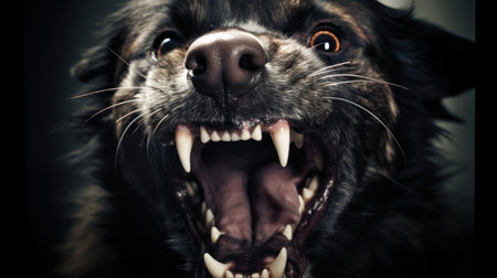 a close up of a dog's faceの素材