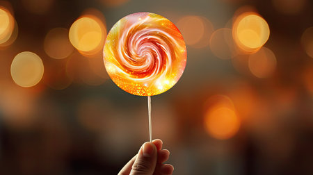 a hand holding a lollipopの素材
