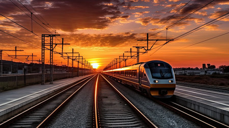 a train on the tracksの素材