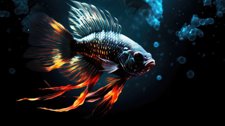 a fish with orange and yellow finsの素材