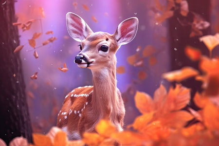 a deer in the leavesの素材