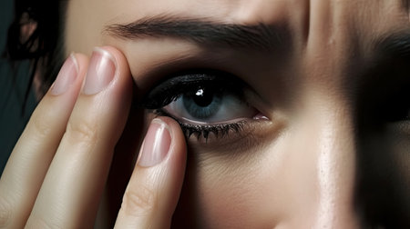 a close up of a person's eyeの素材