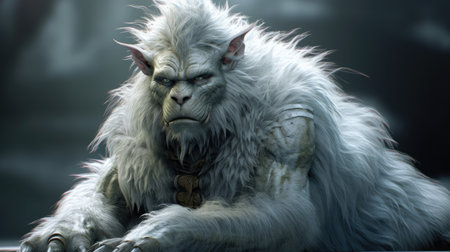 a white furry creature with a large faceの素材