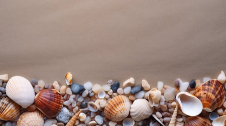 a group of seashells and rocksの素材
