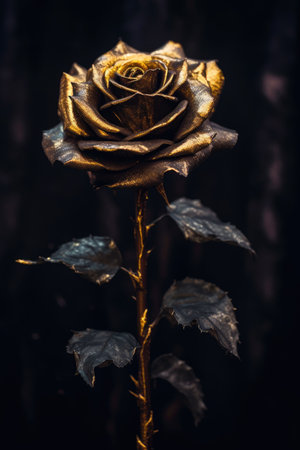 a gold rose with leavesの素材