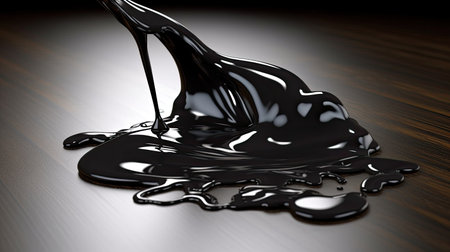 a black liquid flowing from a tableの素材