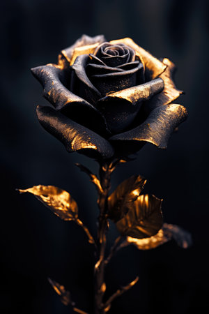 Black rose on a black background. A symbol of love and Valentine's Day.の素材