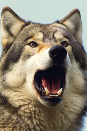 a wolf with its mouth openの素材